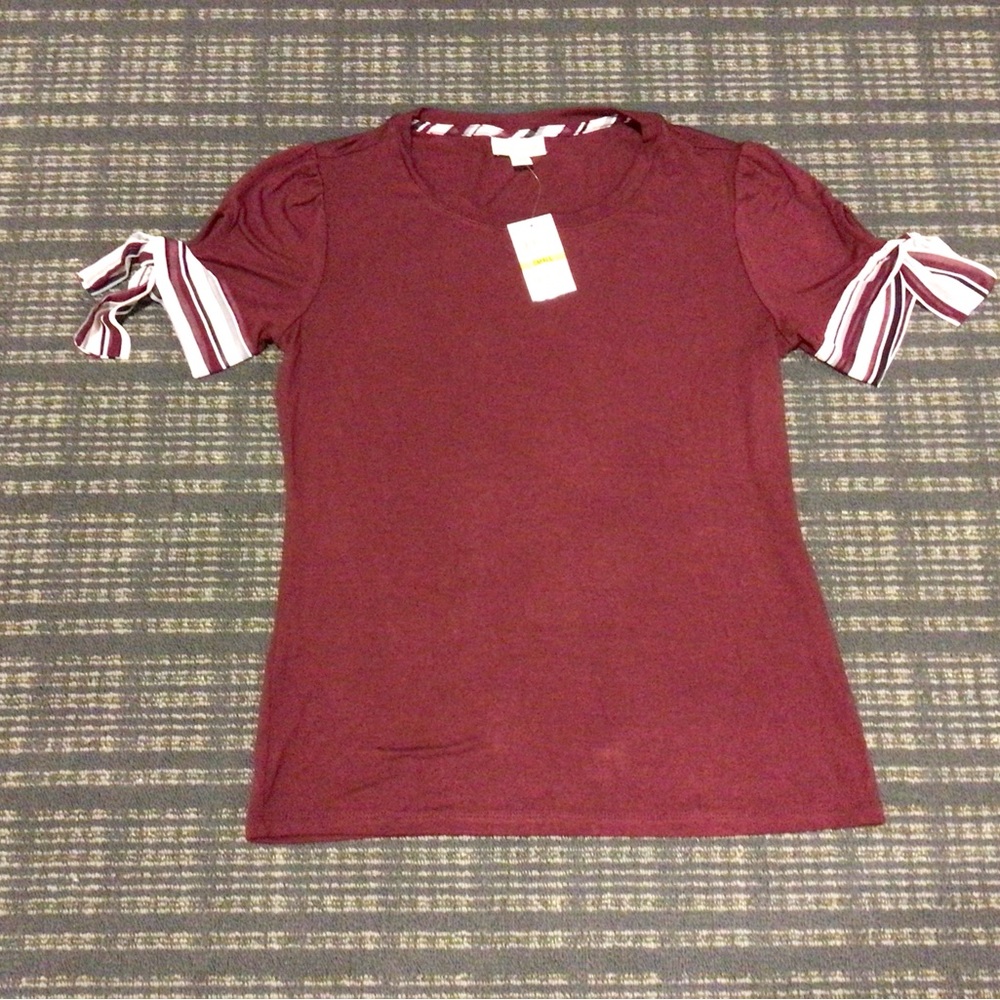 Burgundy Madison Jules blouse, short sleeves